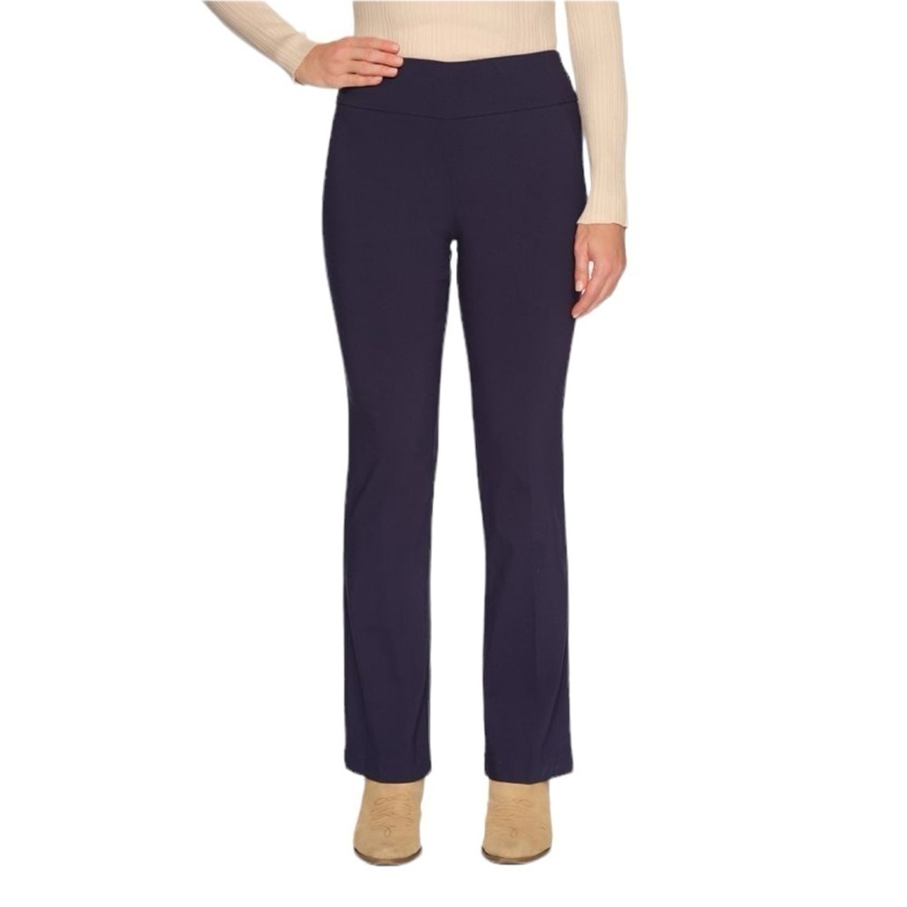 COOPER & ELLA Pull-On Bootcut Pants Trouser Faux Front Pocket. Blue Size 8 #1029